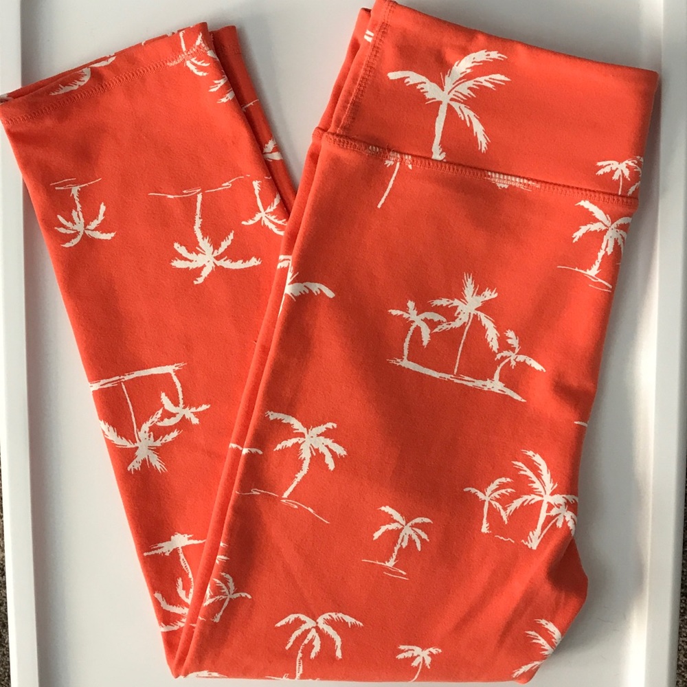 American Apparel Orange Palm Tree Leggings Size M